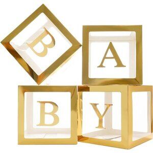Gold Baby Boxes with Letters for Baby Shower, Baby Shower Decorations for Boys